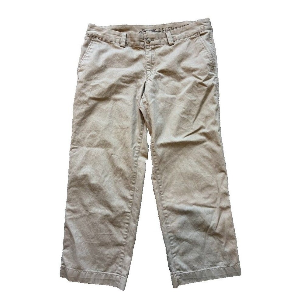 EDDIE BAUER Chino Pants Khaki Legend Wash Women's Size 12 Tan Work Slacks Pocket